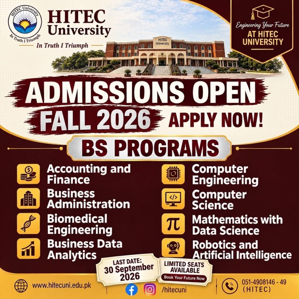Hitec University Admission Fall-26